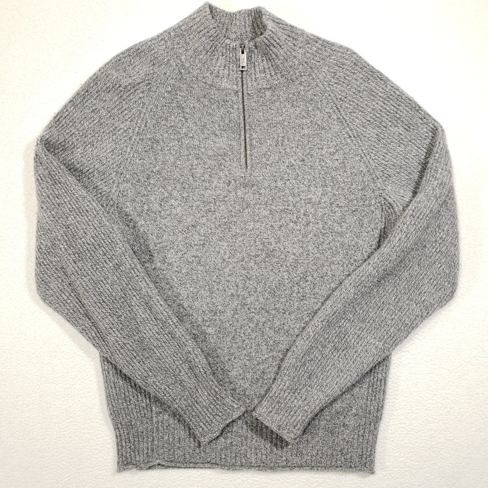 Rodd and Gunn Quarter Zip Sweater Mens Large Gray Lambswool Knit Pullover Ribbed